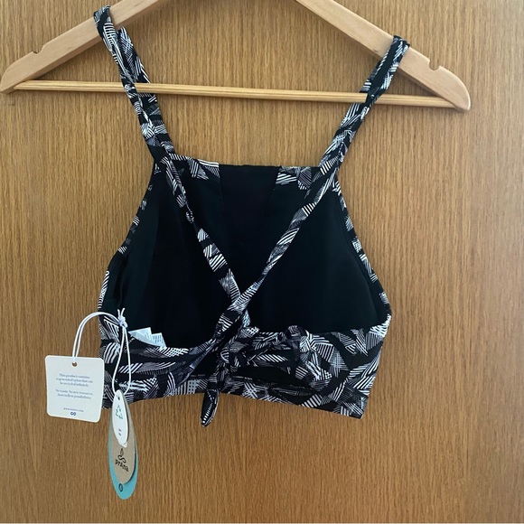 PRANA • NWT! “Regan” High Neck UPF 50+ Bikini Top - Black Springtime - Size S - Picture 6 of 16